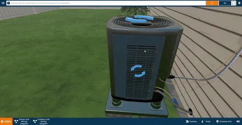 Residential air-conditioning troubleshooting simulation